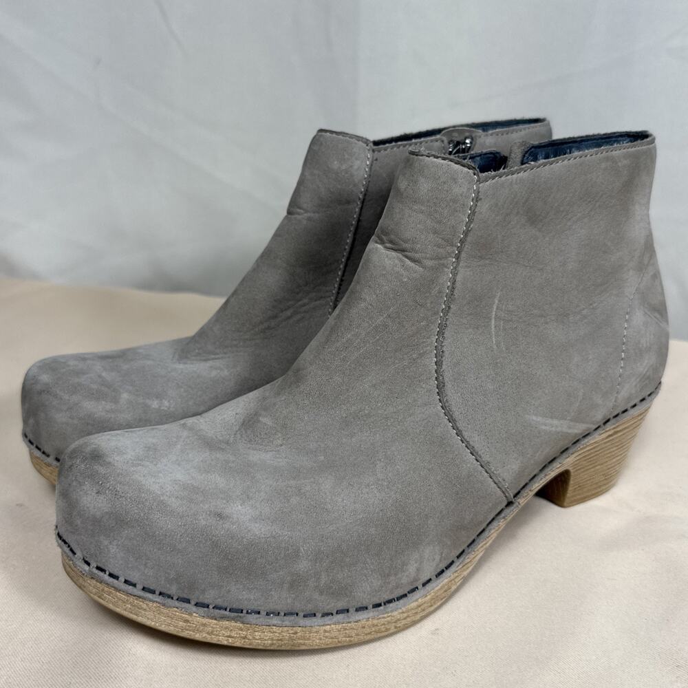 Dansko Gray Nubuck Leather Ankle Boots Clog Booties Heritage Women’s 41